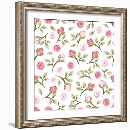 Seamless Pattern with Roses. Vector Illustration.-Naddiya-Framed Art Print