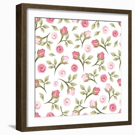 Seamless Pattern with Roses. Vector Illustration.-Naddiya-Framed Art Print