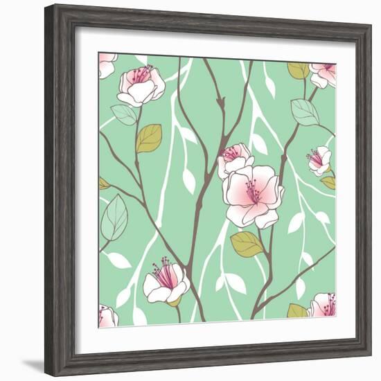 Seamless Pattern with Styled Spring Blossoms-lozas-Framed Premium Giclee Print