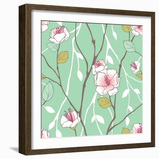 Seamless Pattern with Styled Spring Blossoms-lozas-Framed Premium Giclee Print