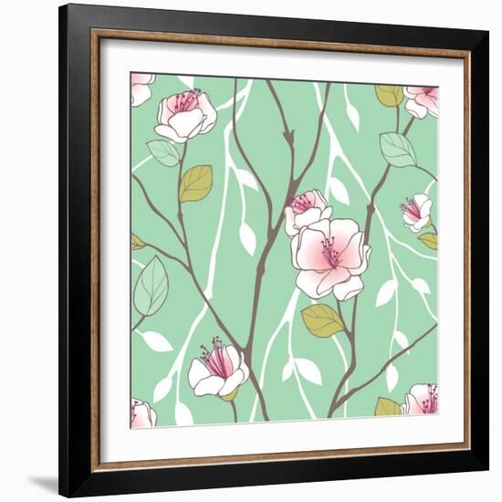 Seamless Pattern with Styled Spring Blossoms-lozas-Framed Premium Giclee Print