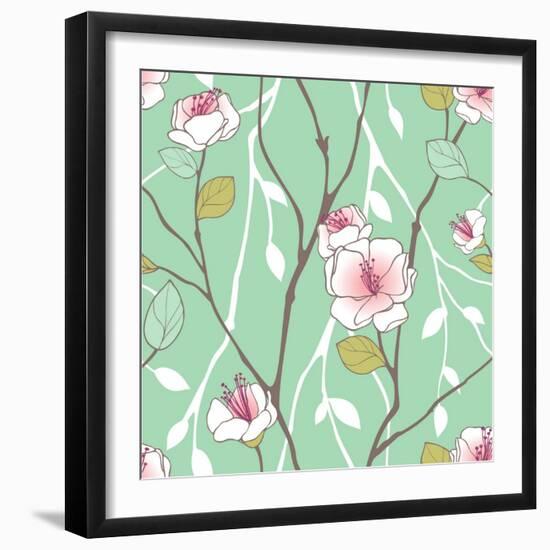 Seamless Pattern with Styled Spring Blossoms-lozas-Framed Premium Giclee Print