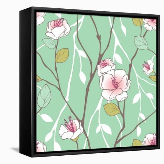 Seamless Pattern with Styled Spring Blossoms-lozas-Framed Stretched Canvas