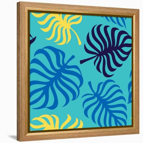 Seamless Pattern with Tropic Leaves of Monstera-sonia eps-Framed Stretched Canvas