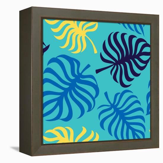 Seamless Pattern with Tropic Leaves of Monstera-sonia eps-Framed Stretched Canvas