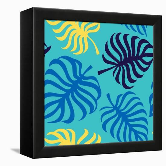 Seamless Pattern with Tropic Leaves of Monstera-sonia eps-Framed Stretched Canvas