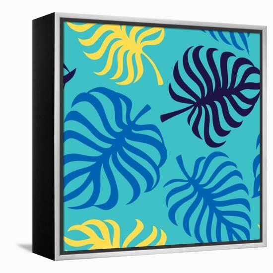 Seamless Pattern with Tropic Leaves of Monstera-sonia eps-Framed Stretched Canvas