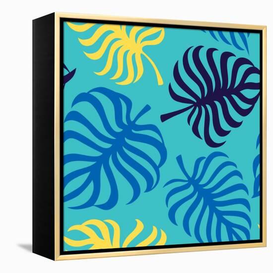 Seamless Pattern with Tropic Leaves of Monstera-sonia eps-Framed Stretched Canvas