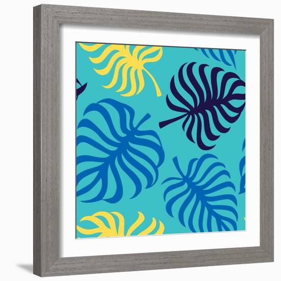 Seamless Pattern with Tropic Leaves of Monstera-sonia eps-Framed Art Print