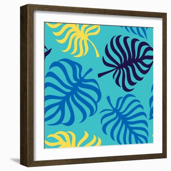 Seamless Pattern with Tropic Leaves of Monstera-sonia eps-Framed Art Print