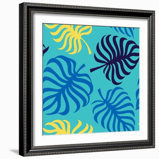 Seamless Pattern with Tropic Leaves of Monstera-sonia eps-Framed Art Print