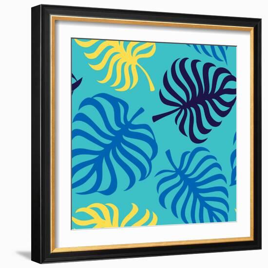 Seamless Pattern with Tropic Leaves of Monstera-sonia eps-Framed Art Print