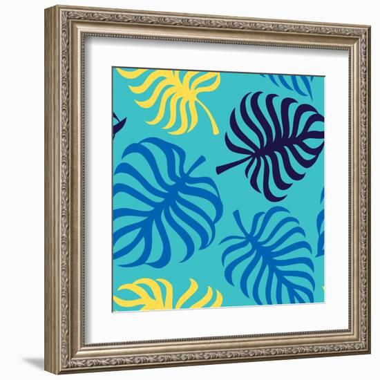 Seamless Pattern with Tropic Leaves of Monstera-sonia eps-Framed Art Print