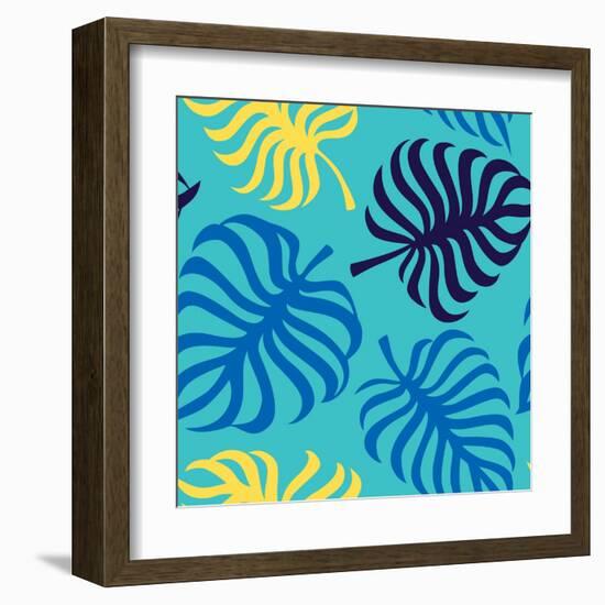 Seamless Pattern with Tropic Leaves of Monstera-sonia eps-Framed Art Print