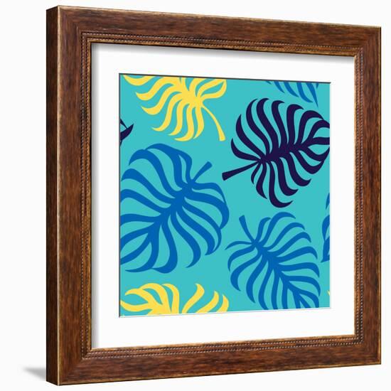 Seamless Pattern with Tropic Leaves of Monstera-sonia eps-Framed Art Print