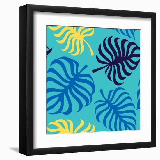 Seamless Pattern with Tropic Leaves of Monstera-sonia eps-Framed Art Print