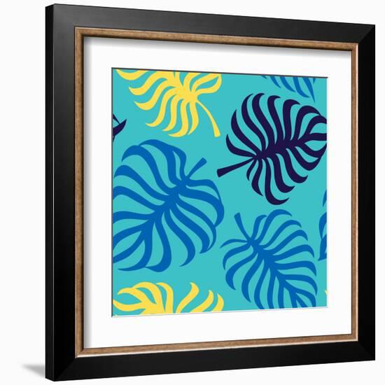 Seamless Pattern with Tropic Leaves of Monstera-sonia eps-Framed Art Print