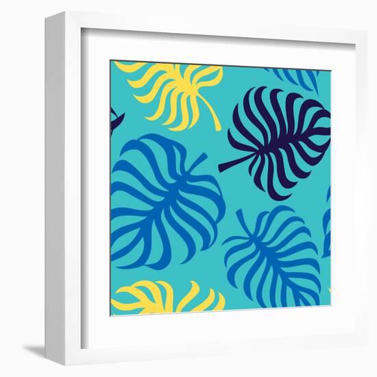 Seamless Pattern with Tropic Leaves of Monstera-sonia eps-Framed Art Print