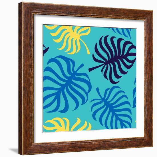 Seamless Pattern with Tropic Leaves of Monstera-sonia eps-Framed Premium Giclee Print