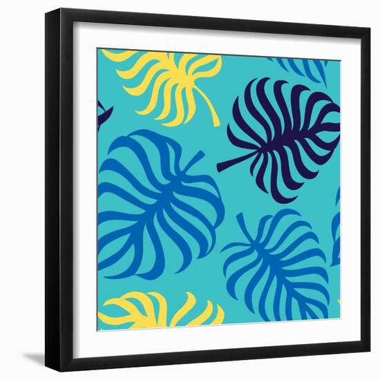 Seamless Pattern with Tropic Leaves of Monstera-sonia eps-Framed Premium Giclee Print