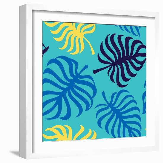 Seamless Pattern with Tropic Leaves of Monstera-sonia eps-Framed Premium Giclee Print