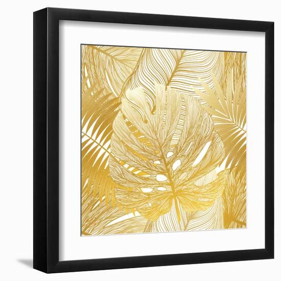 Seamless Pattern with Tropical Leaf Palm . Vector Illustration.-Helenaa-Framed Art Print