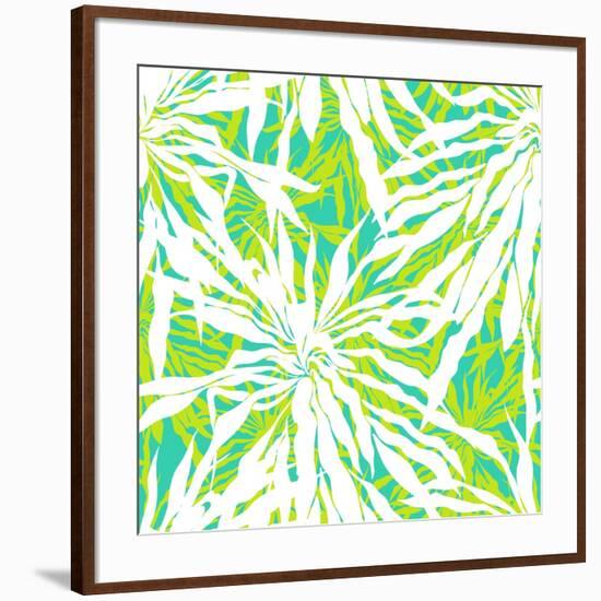 Seamless Pattern with Tropical Palm Leaves-tukkki-Framed Art Print