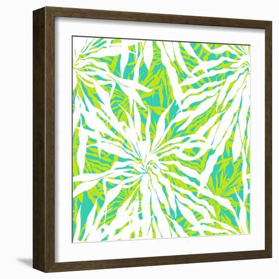 Seamless Pattern with Tropical Palm Leaves-tukkki-Framed Premium Giclee Print