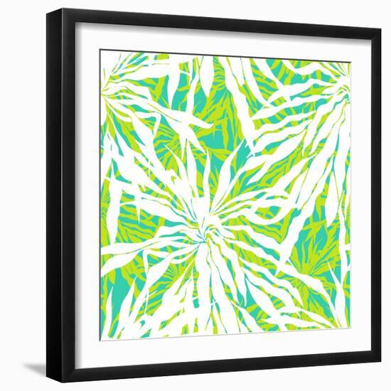 Seamless Pattern with Tropical Palm Leaves-tukkki-Framed Premium Giclee Print