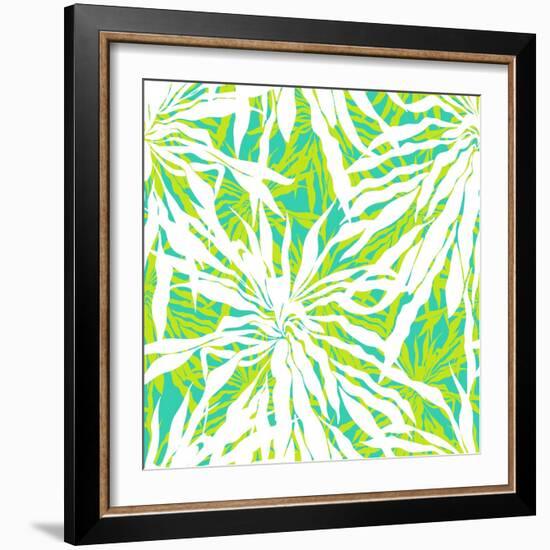 Seamless Pattern with Tropical Palm Leaves-tukkki-Framed Art Print