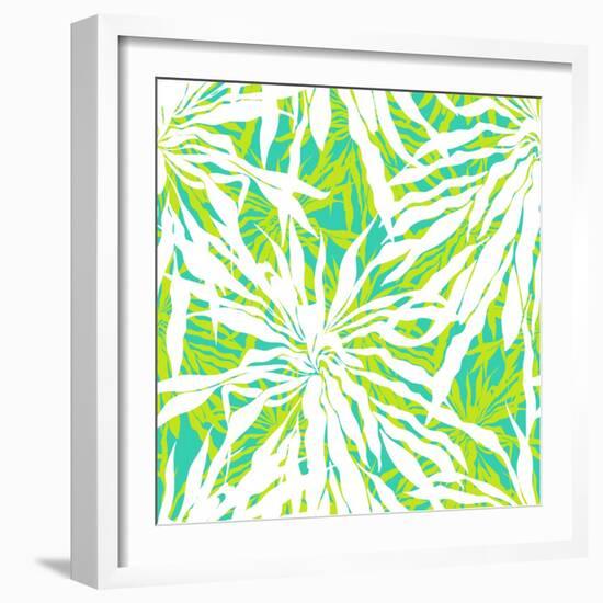 Seamless Pattern with Tropical Palm Leaves-tukkki-Framed Art Print