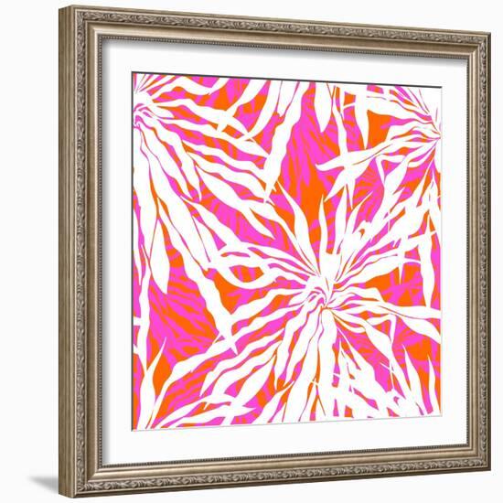 Seamless Pattern with Tropical Palm Leaves-tukkki-Framed Art Print