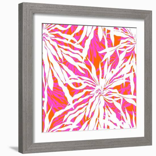 Seamless Pattern with Tropical Palm Leaves-tukkki-Framed Art Print