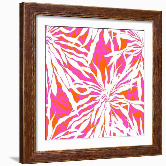 Seamless Pattern with Tropical Palm Leaves-tukkki-Framed Art Print