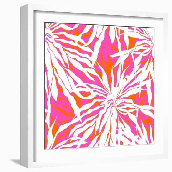 Seamless Pattern with Tropical Palm Leaves-tukkki-Framed Art Print