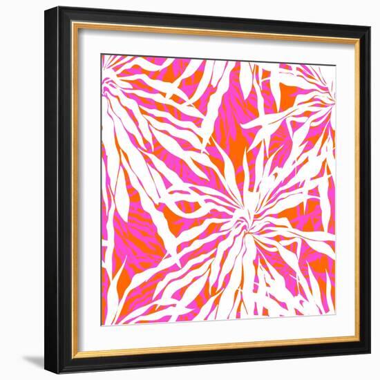 Seamless Pattern with Tropical Palm Leaves-tukkki-Framed Art Print