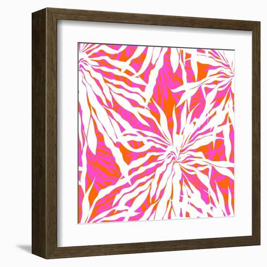 Seamless Pattern with Tropical Palm Leaves-tukkki-Framed Art Print