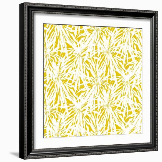 Seamless Pattern with Tropical Palm Leaves-tukkki-Framed Art Print