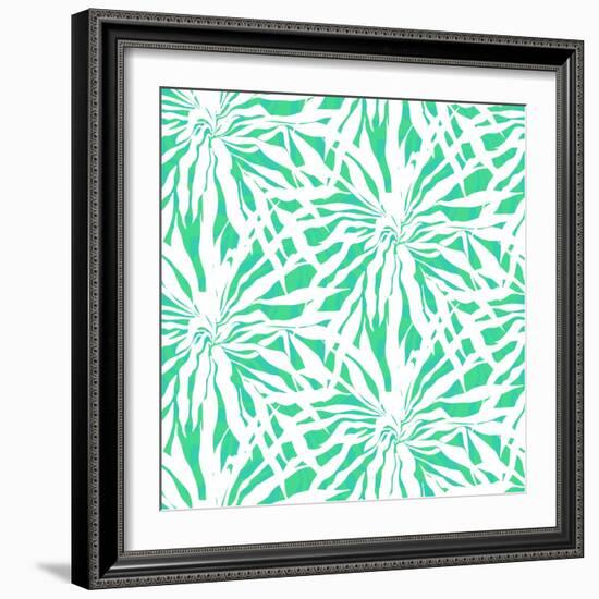 Seamless Pattern with Tropical Palm Leaves-tukkki-Framed Art Print