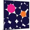 Seamless Repeating Pattern with Abstract Geometric Shapes in Navy Blue, Orange and Pink on White Ba-Iveta Angelova-Mounted Art Print