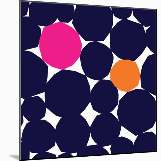 Seamless Repeating Pattern with Abstract Geometric Shapes in Navy Blue, Orange and Pink on White Ba-Iveta Angelova-Mounted Art Print