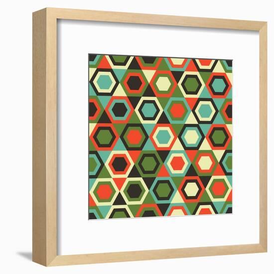 Seamless Retro Geometric Pattern-Tracie Andrews-Framed Art Print