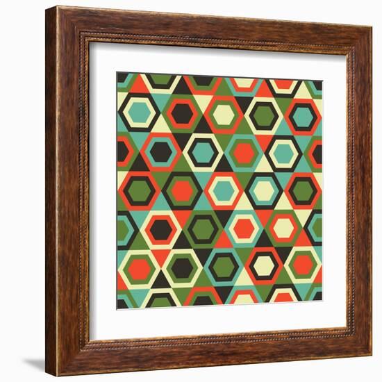 Seamless Retro Geometric Pattern-Tracie Andrews-Framed Art Print