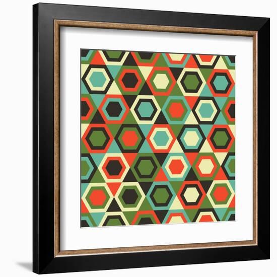 Seamless Retro Geometric Pattern-Tracie Andrews-Framed Art Print