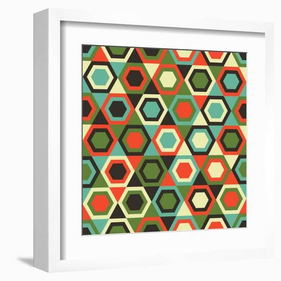 Seamless Retro Geometric Pattern-Tracie Andrews-Framed Art Print