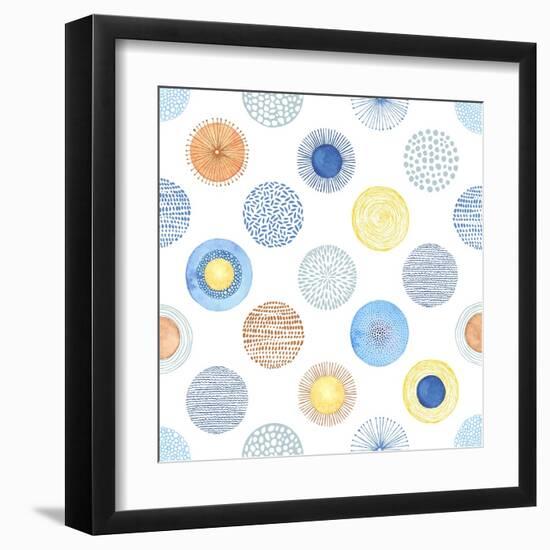 Seamless Summer Pattern with Hand-Drawn and Watercolor Circles Texture, Abstraction Colorful Illust-Nikiparonak-Framed Art Print