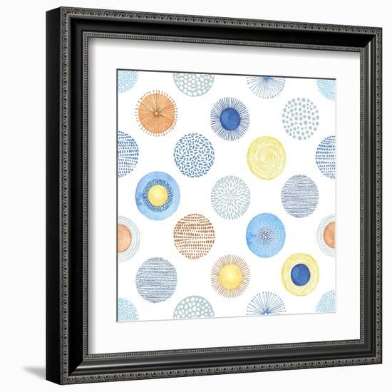 Seamless Summer Pattern with Hand-Drawn and Watercolor Circles Texture, Abstraction Colorful Illust-Nikiparonak-Framed Art Print