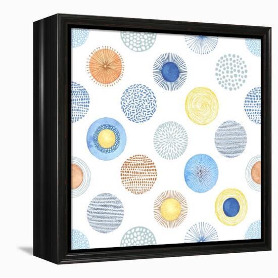 Seamless Summer Pattern with Hand-Drawn and Watercolor Circles Texture, Abstraction Colorful Illust-Nikiparonak-Framed Stretched Canvas