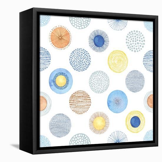 Seamless Summer Pattern with Hand-Drawn and Watercolor Circles Texture, Abstraction Colorful Illust-Nikiparonak-Framed Stretched Canvas