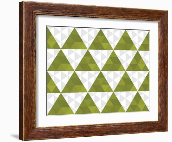 Seamless Texture of Green and White Triangle-Little_cuckoo-Framed Art Print